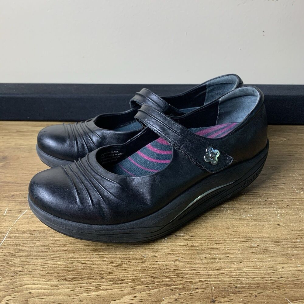 ABEO Rocs Bethan Black Leather MaryJane Women 9.5 Rocker Hook Loop Platform READ